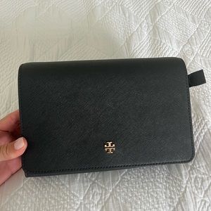 Tory Burch black leather crossbody purse